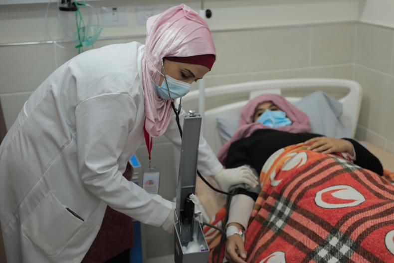 Heba Shalan, a mother of five and nurse from the Jabalia Refugee camp in northern Gaza Strip.